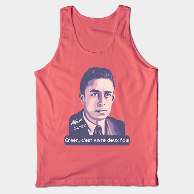 Albert Camus Portrait and Quote Tank Top by Slightly Unhinged